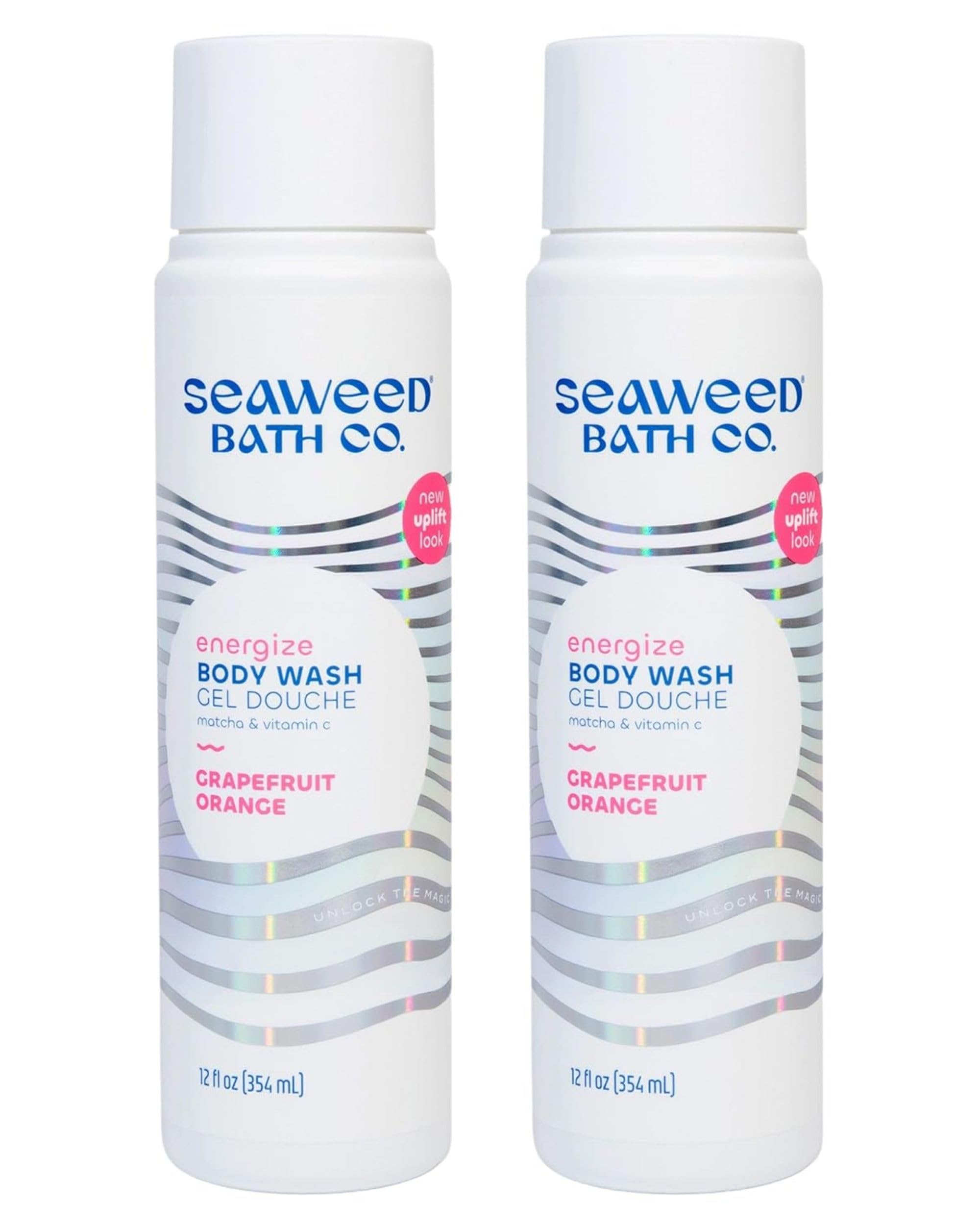 Seaweed Bath Co. Energize Body Wash – Grapefruit Orange | 12 oz (Pack of 2) | Vegan, Paraben & Sulfate Free