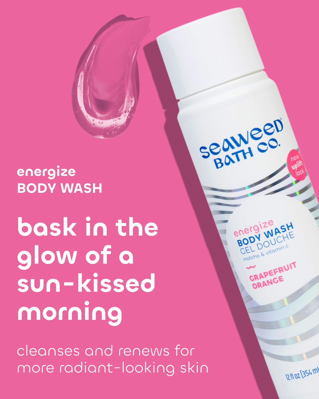 Seaweed Bath Co. Energize Body Wash – Grapefruit Orange | 12 oz (Pack of 2) | Vegan, Paraben & Sulfate Free