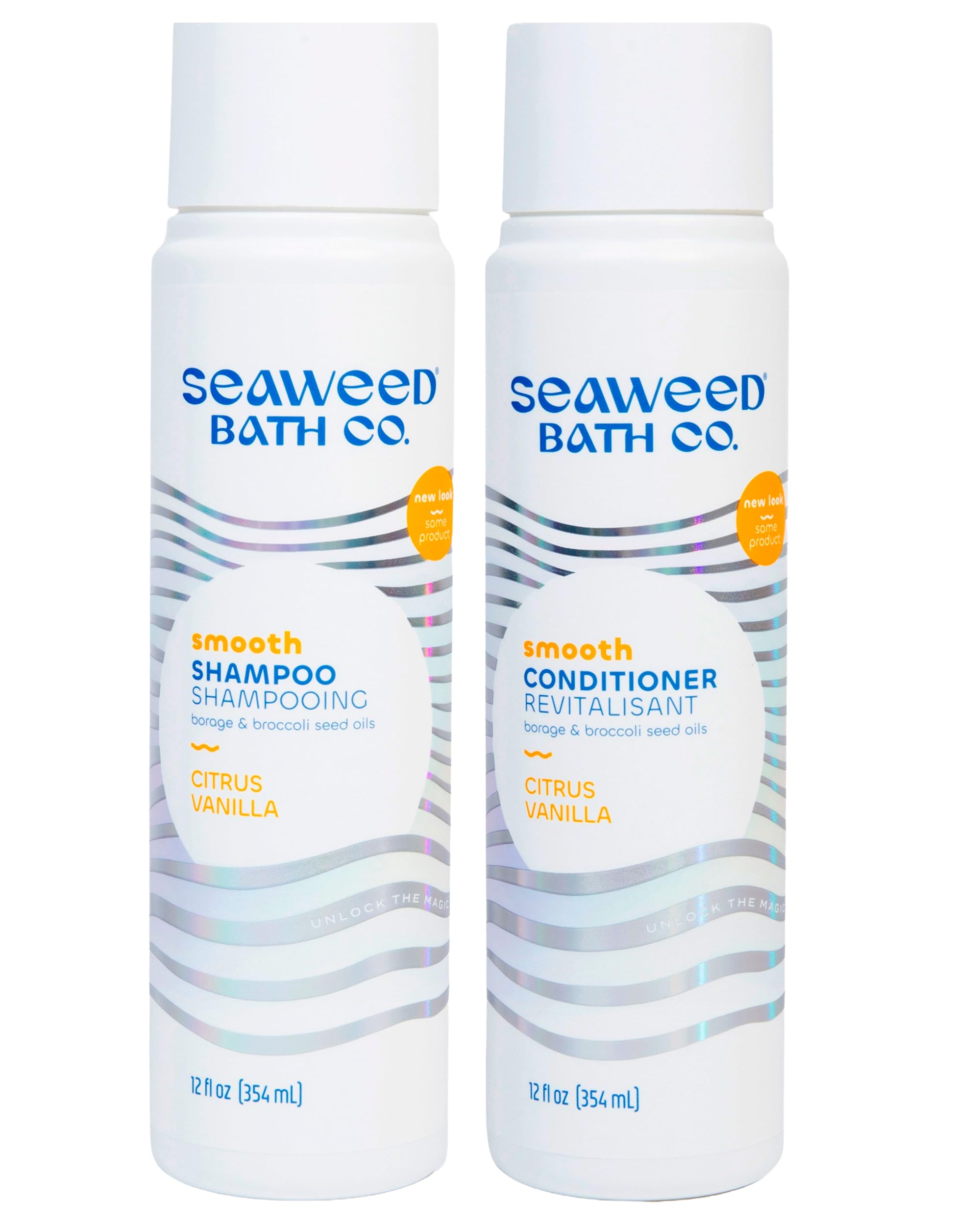 Seaweed Bath Co. Smooth Shampoo & Conditioner Set - Citrus Vanilla - Hydration with Aloe, Borage Oil & Broccoli Seed Oil