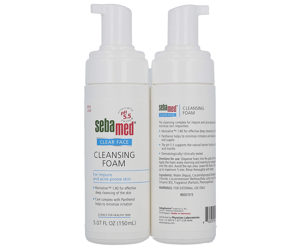 Sebamed Clear Face Cleansing Foam – Gentle Daily Cleanser for Oily, Acne-Prone Skin (2 x 5.07 fl oz)