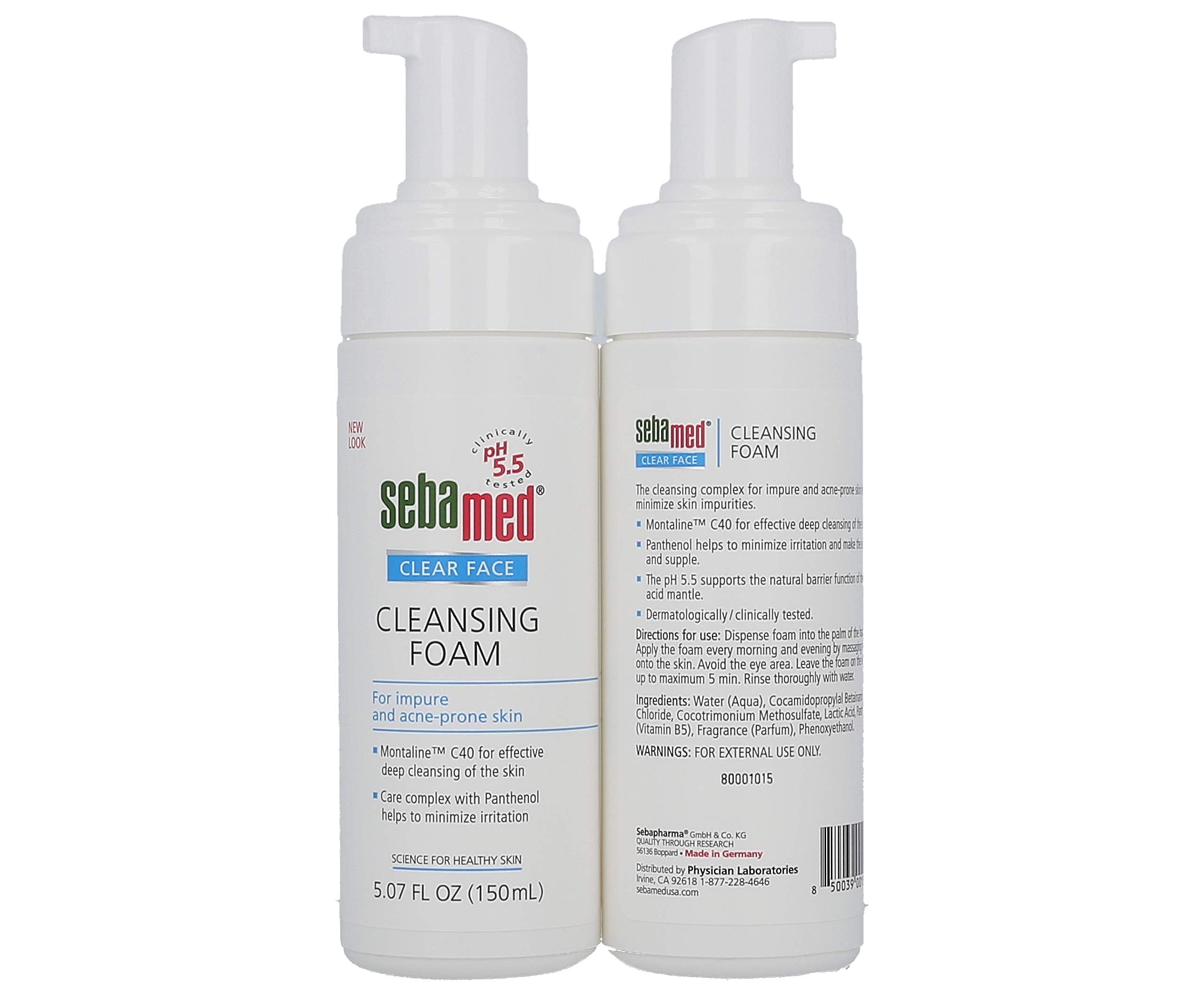 Sebamed Clear Face Cleansing Foam – Gentle Daily Cleanser for Oily, Acne-Prone Skin (2 x 5.07 fl oz)