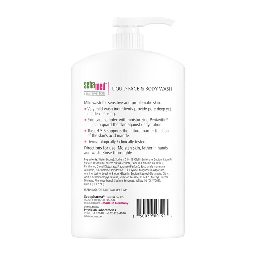 SEBAMED Liquid Face and Body Wash – 1L + 200mL Bundle | Gentle, pH-Balanced Cleanser