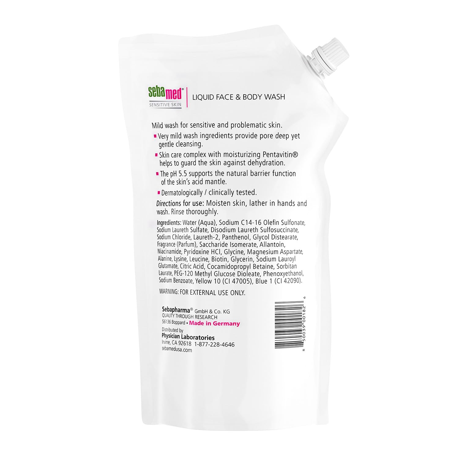 SEBAMED Liquid Face & Body Wash Refill Bag – Gentle, pH 5.5, Dermatologist-Recommended Cleanser for Sensitive Skin (1 L)