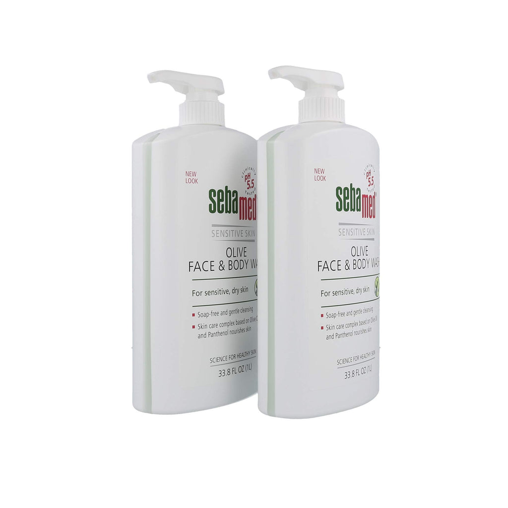 SEBAMED Olive Face & Body Wash – Soap-Free, Ultra Mild for Sensitive Skin | 1L x 2-Pack