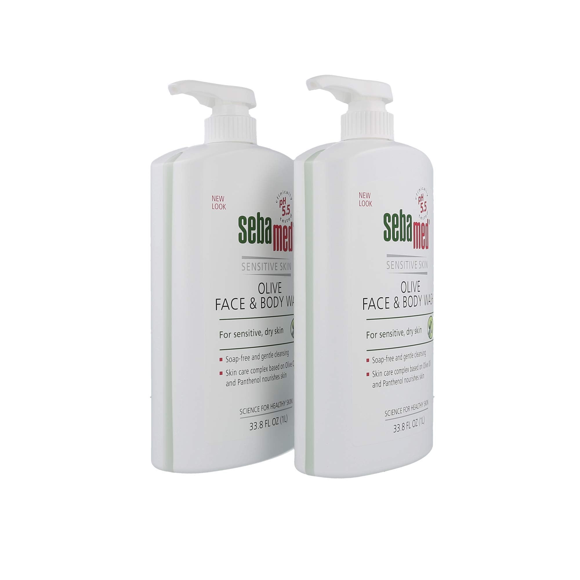 SEBAMED Olive Face & Body Wash – Soap-Free, Ultra Mild for Sensitive Skin | 1L x 2-Pack