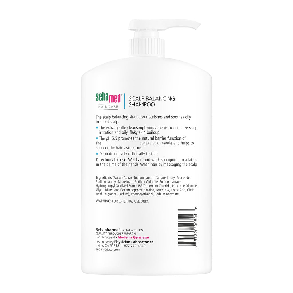 SEBAMED Scalp Balancing Shampoo – Gentle Anti-Dandruff for Oily Hair, 2 x 1L with Pump