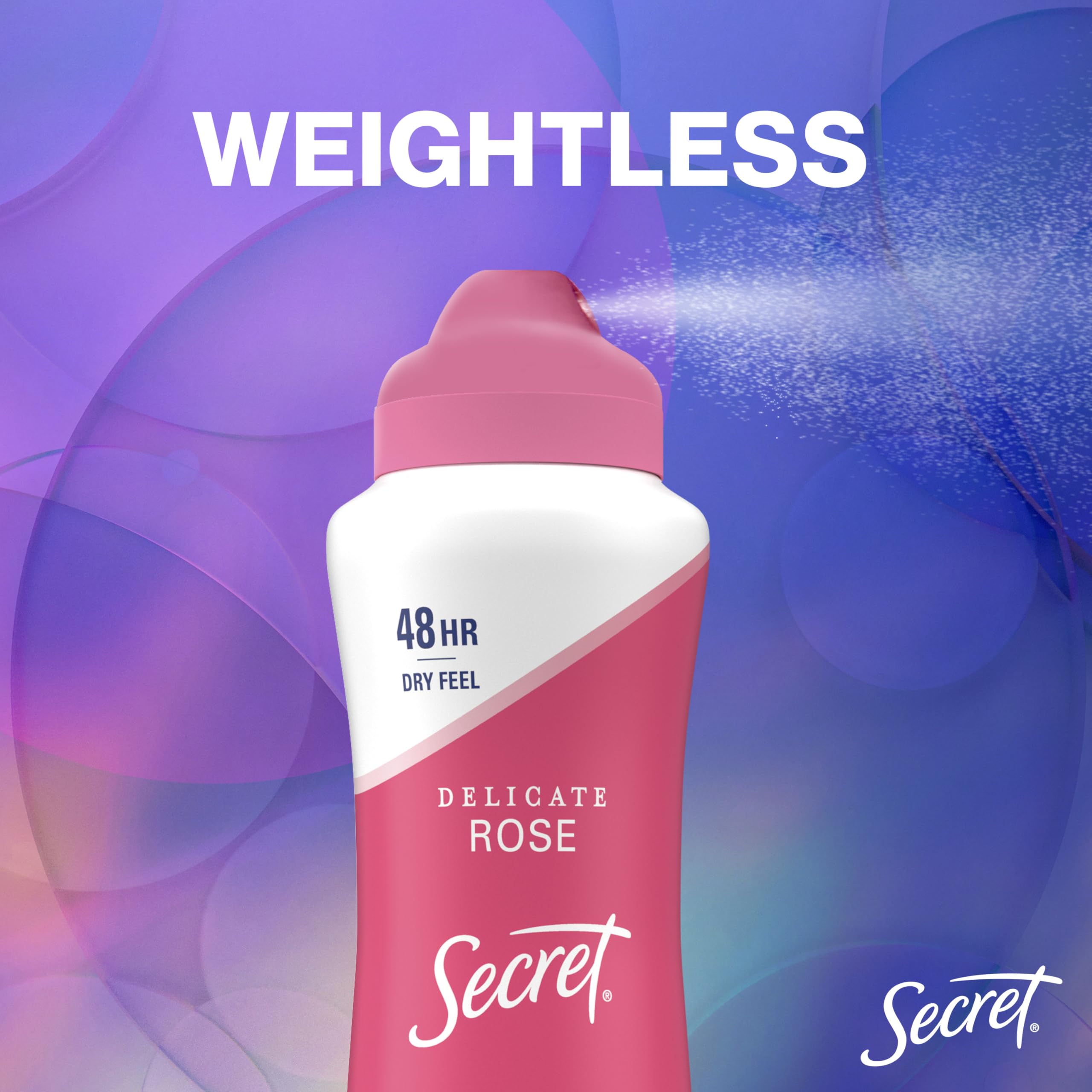 Secret Dry Spray Antiperspirant for Women — 48h Sweat & Odor Protection, Rose Scent (Pack of 3)