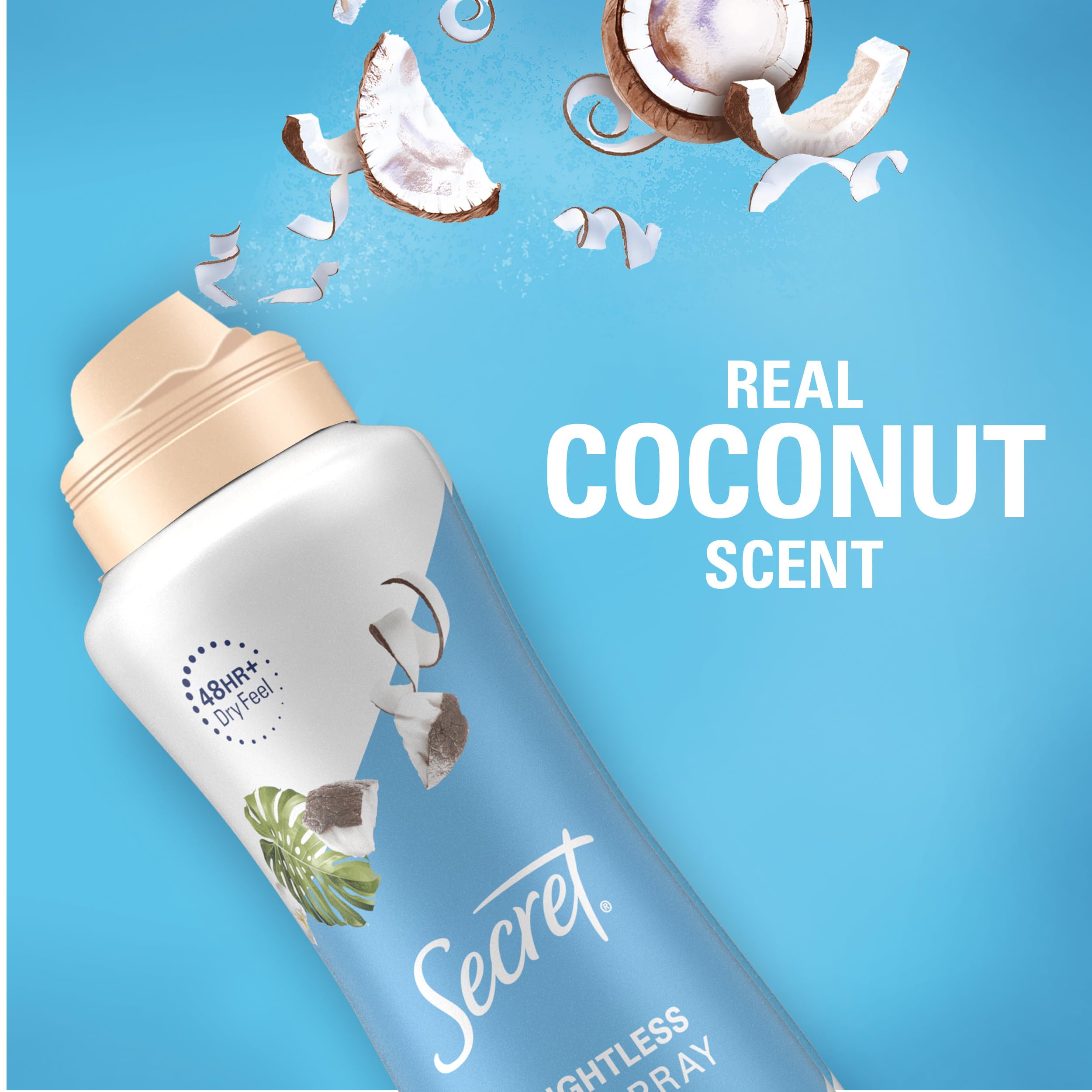 Secret Dry Spray Antiperspirant Deodorant – Nurturing Coconut & Argan Oil, 4.1 oz Pack of 3
