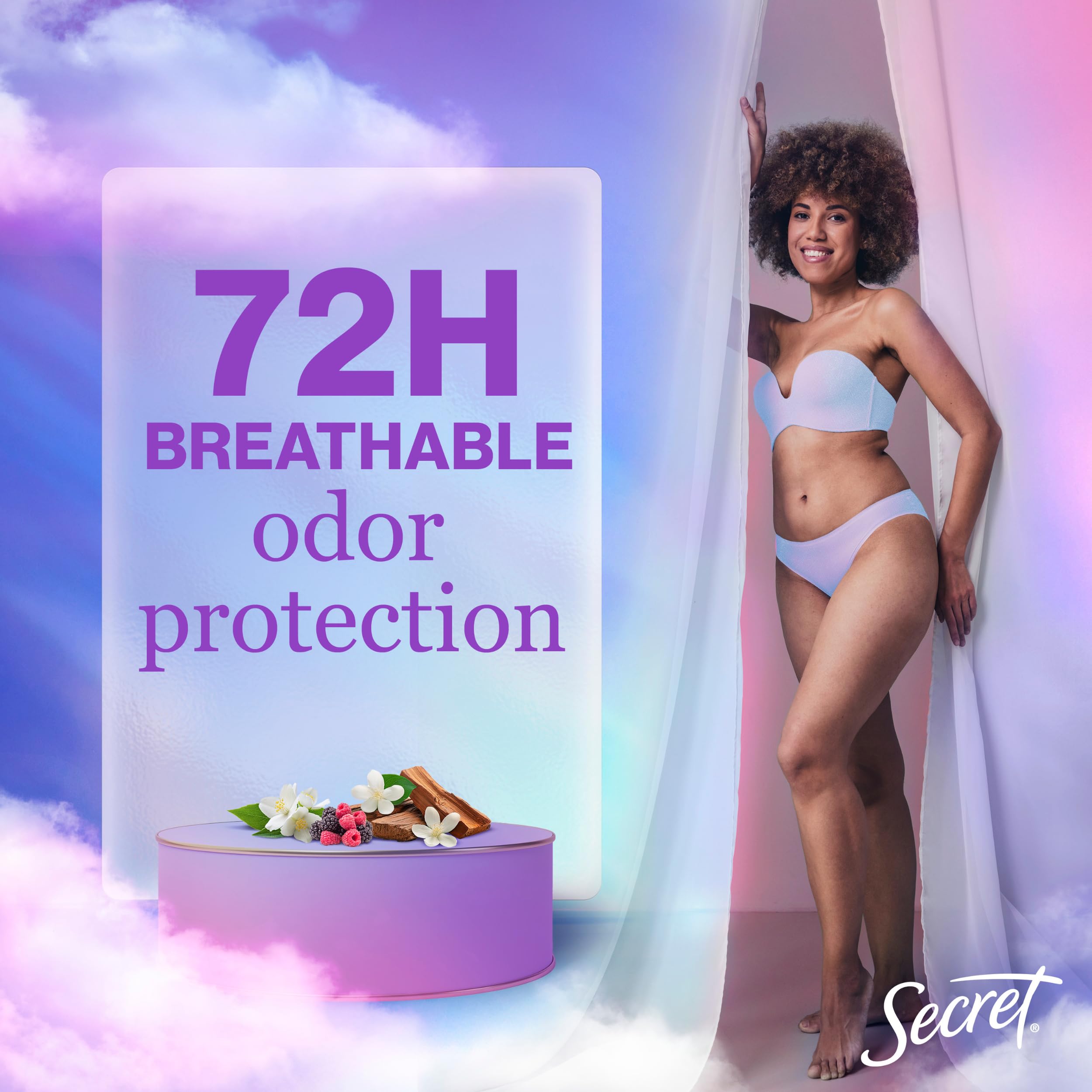 Secret Fresh Antiperspirant Deodorant for Women – 72-Hour Breathable Odor Protection, Clear Gel, Berry Scent (2.6 oz) Pack of 6