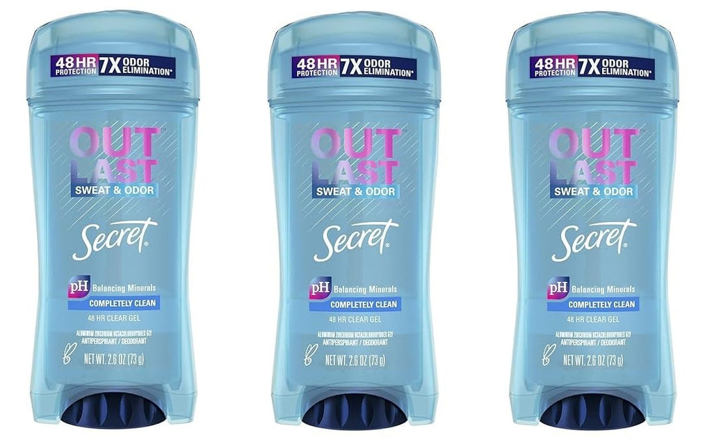 Secret Outlast Clear Gel Deodorant 3-Pack – 48-Hour Odor Protection