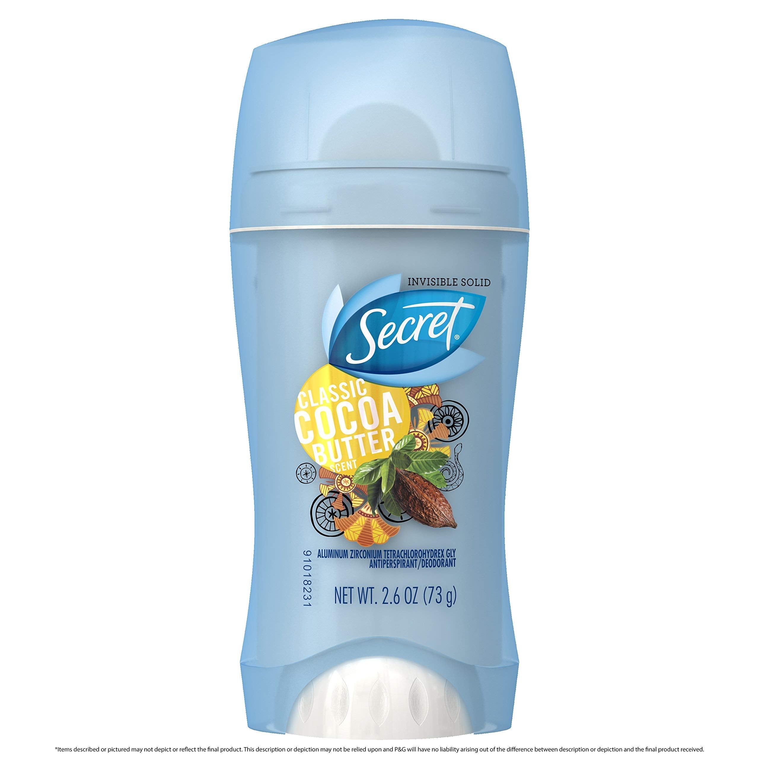 Secret Scent Expressions Cocoa Butter Invisible Solid Deodorant – 3-Pack (2.6 oz each) – Packaging May Vary