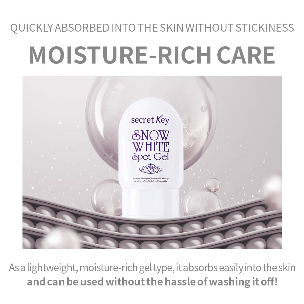 Secret Key Brightening Tone Up Spot Gel – Niacinamide, Natural Ingredients, Non-Sticky, 2.29 oz (65 g)