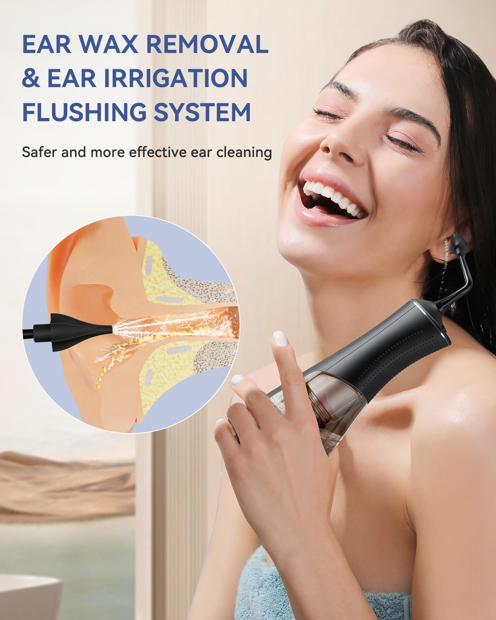 SEEDEAR Electric Ear Wax Removal Kit — 4 Water Pressure Modes, 300ml Tank, IPX7 Waterproof