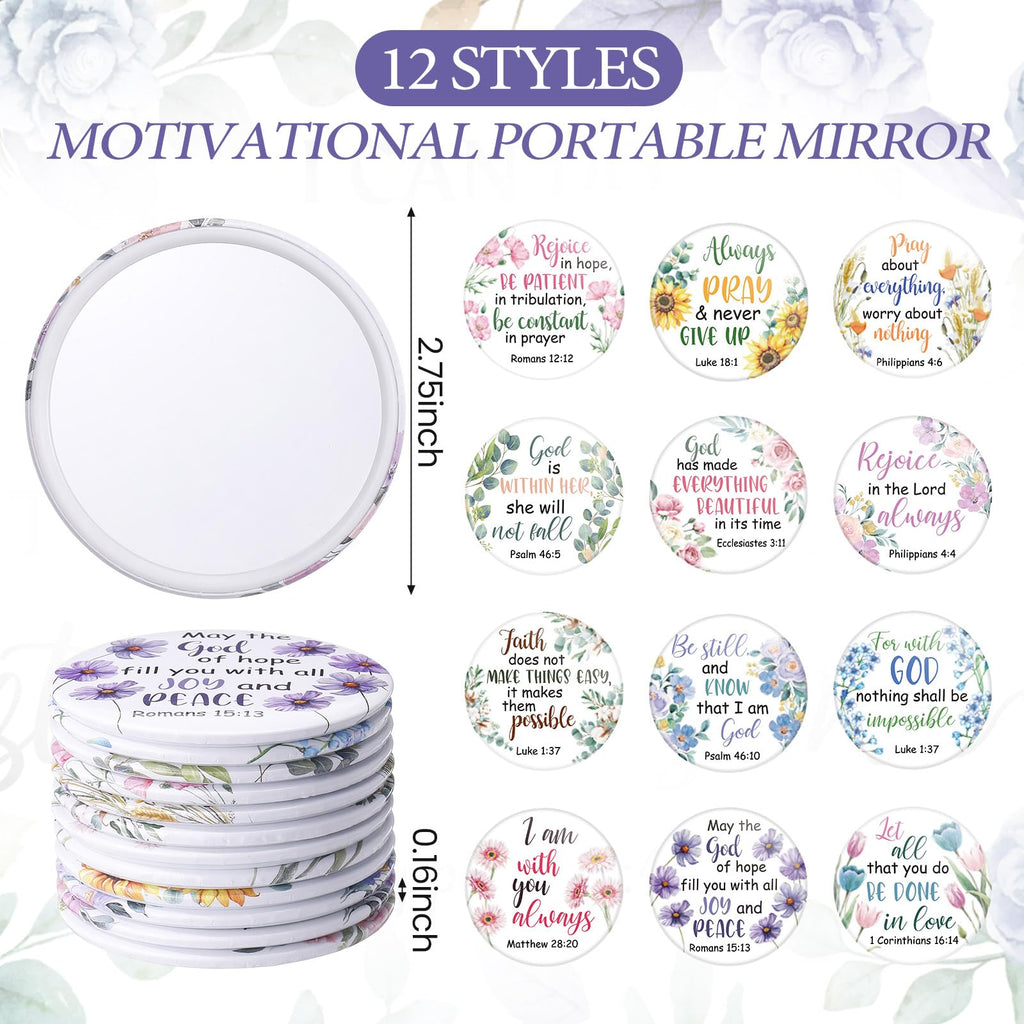 Seeloowy 24 Pcs Christian Gifts for Women – Floral Bible Verse Bags & Mirrors