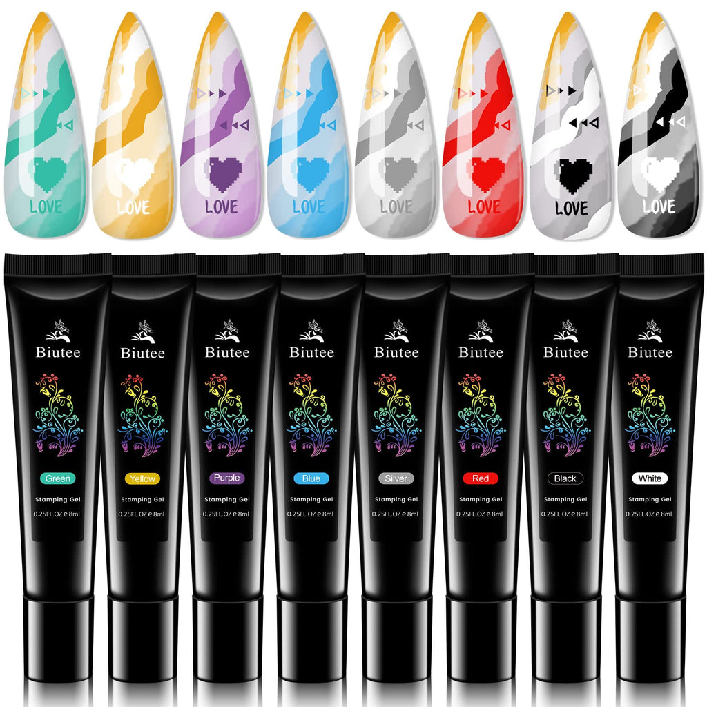 SEISSO Stamping Polish Gels – 8 Colors UV/LED Soak-Off Nail Art Kit