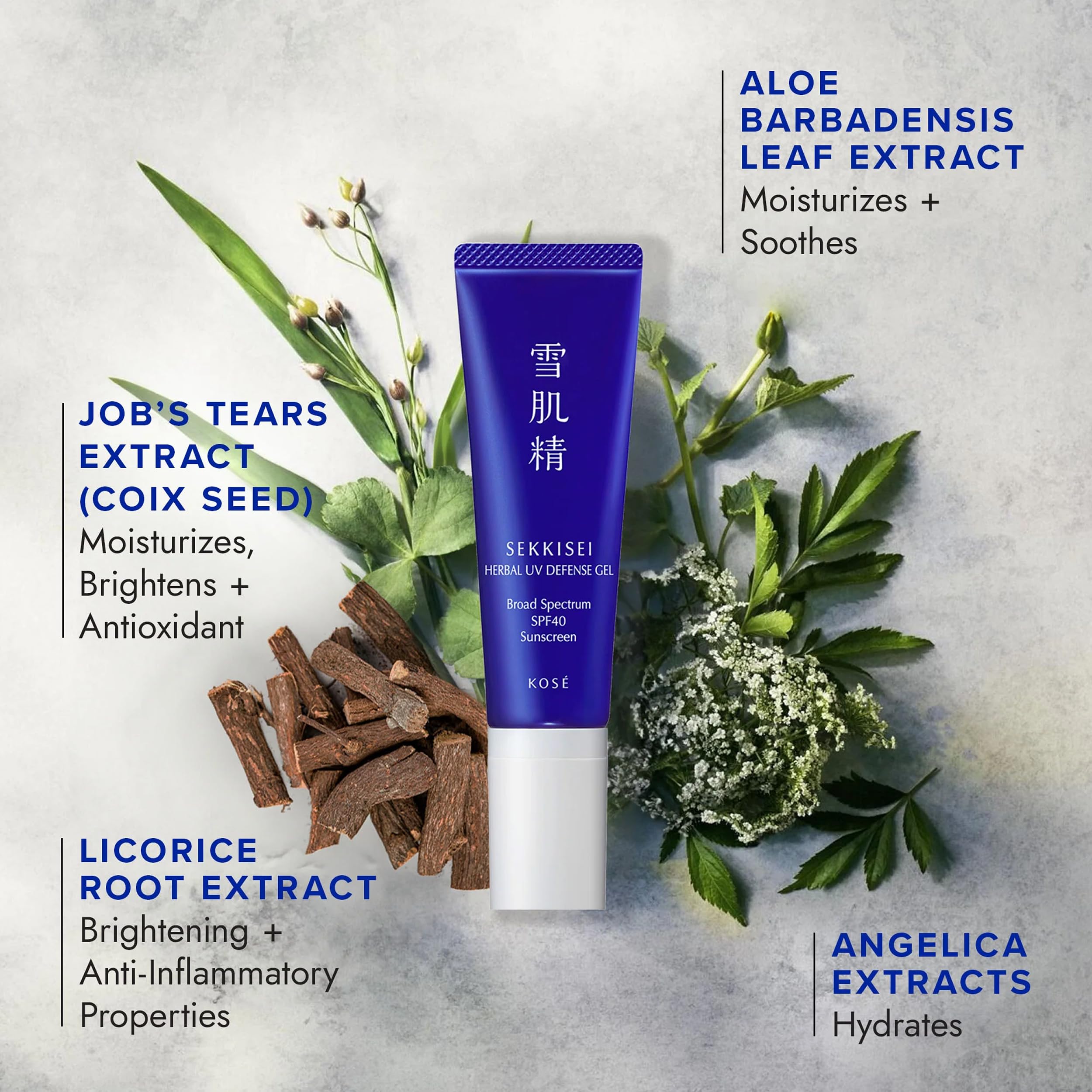 SEKKISEI Herbal UV Defense Gel SPF40 - Lightweight Face Sunscreen