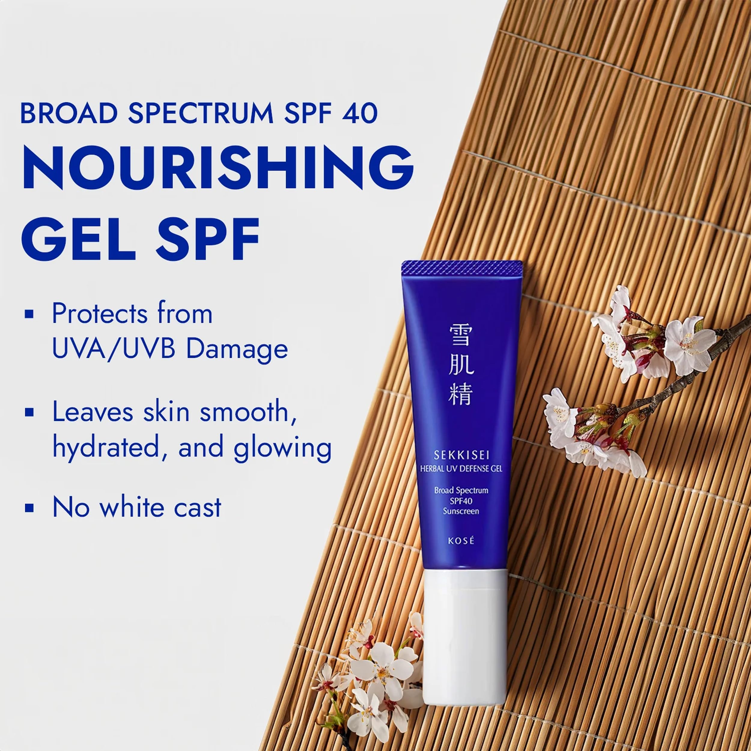 SEKKISEI Herbal UV Defense Gel SPF40 - Lightweight Face Sunscreen
