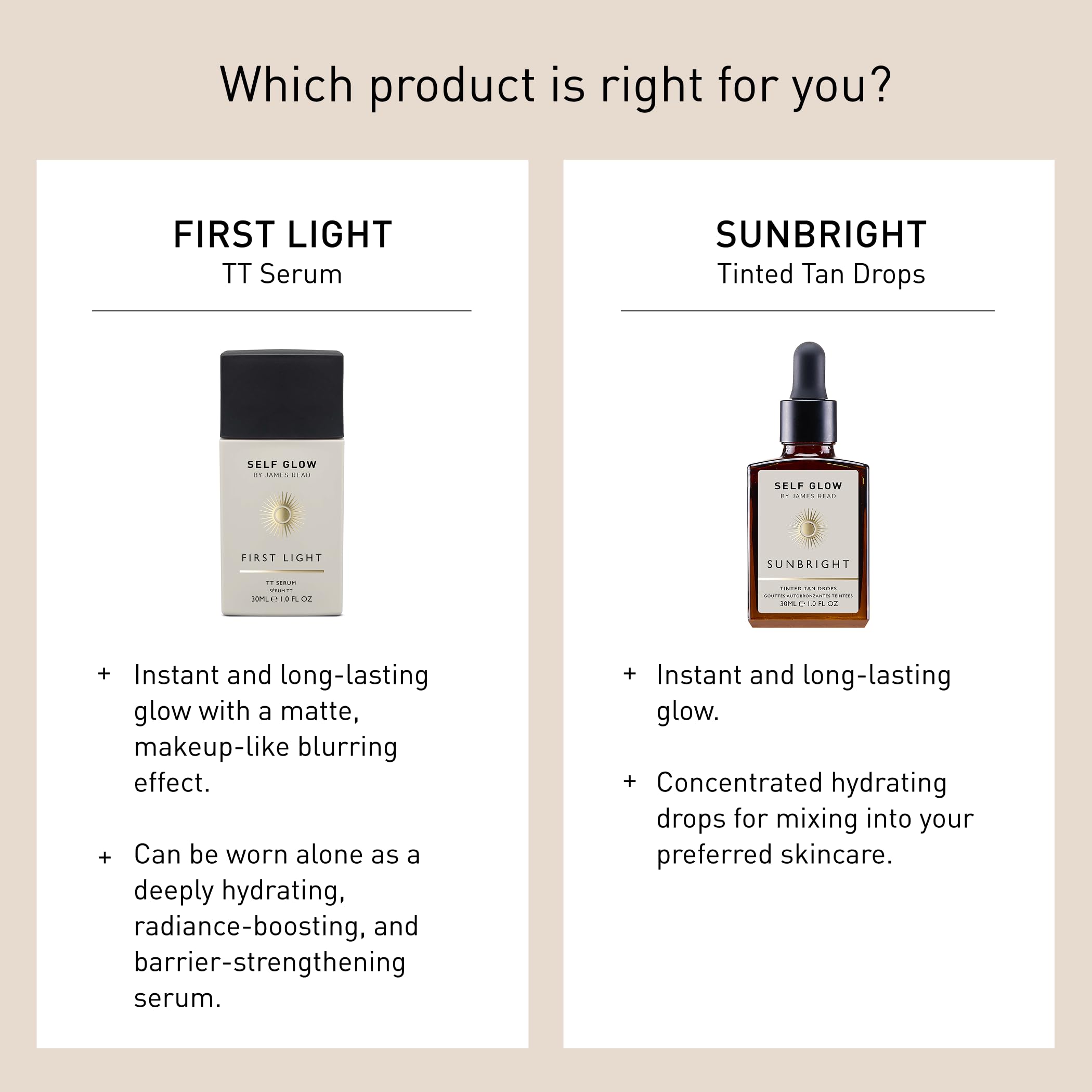 Self Glow by James Read - First Light Tinted Tan Serum | Buildable Matte Tan & Hydration (30 mL)