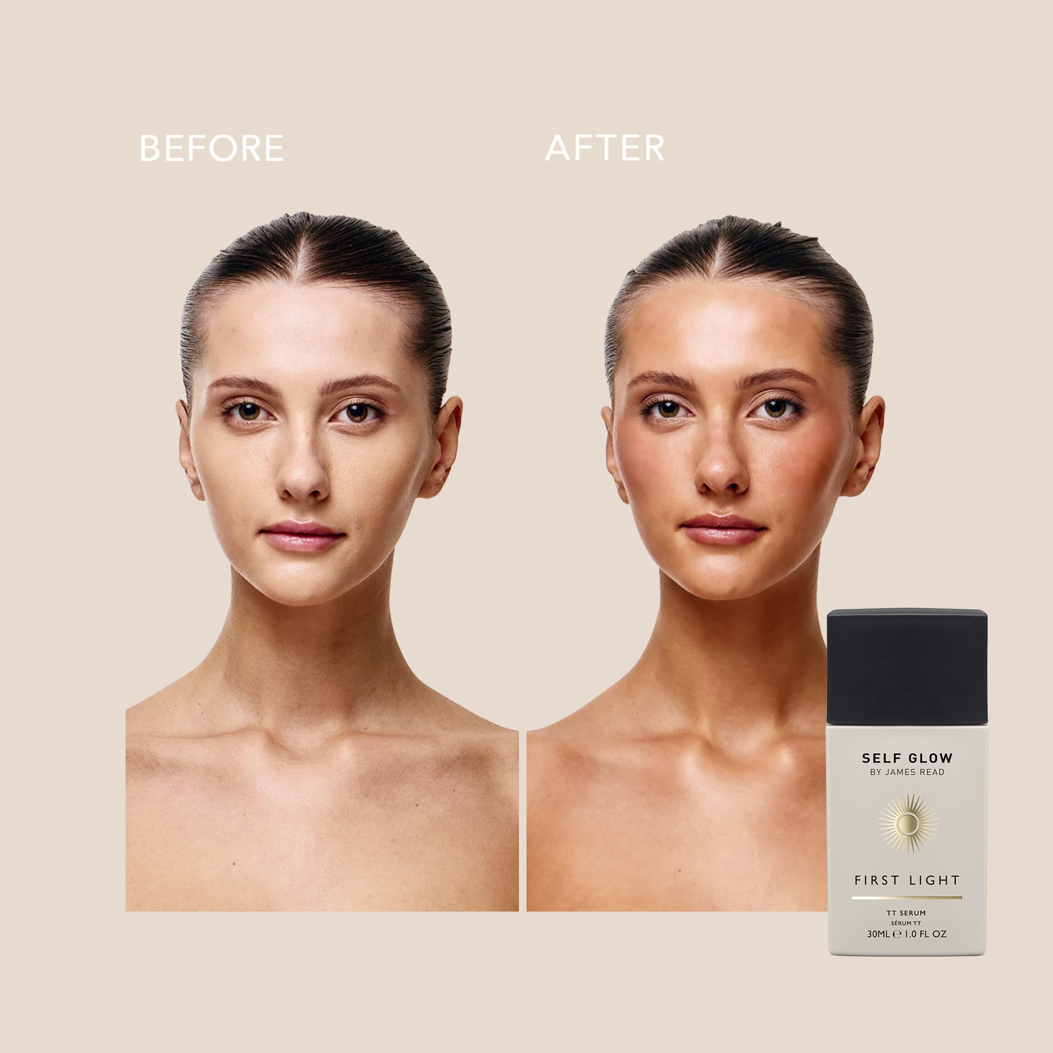 Self Glow by James Read - First Light Tinted Tan Serum | Buildable Matte Tan & Hydration (30 mL)