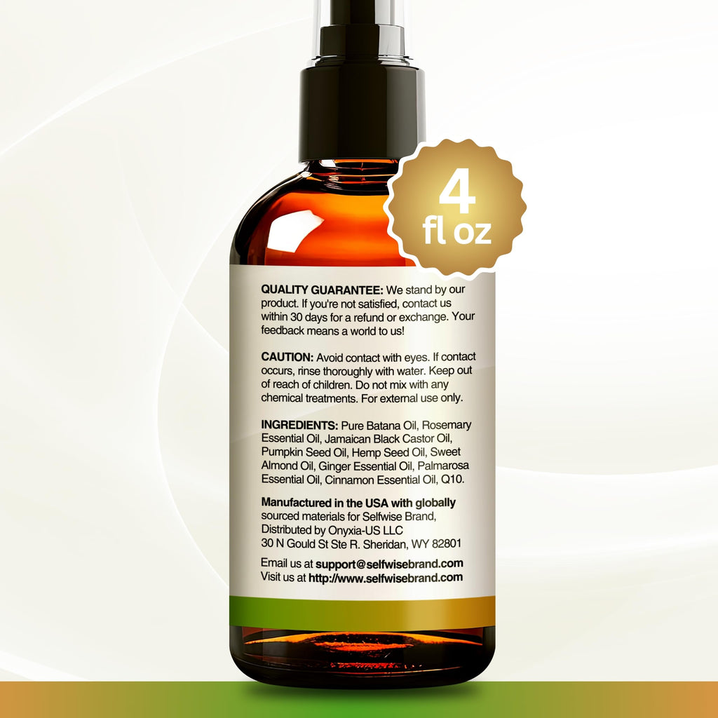 SELFWISE Batana Oil for Hair Growth – Organic Rosemary Castor Blend, 4oz