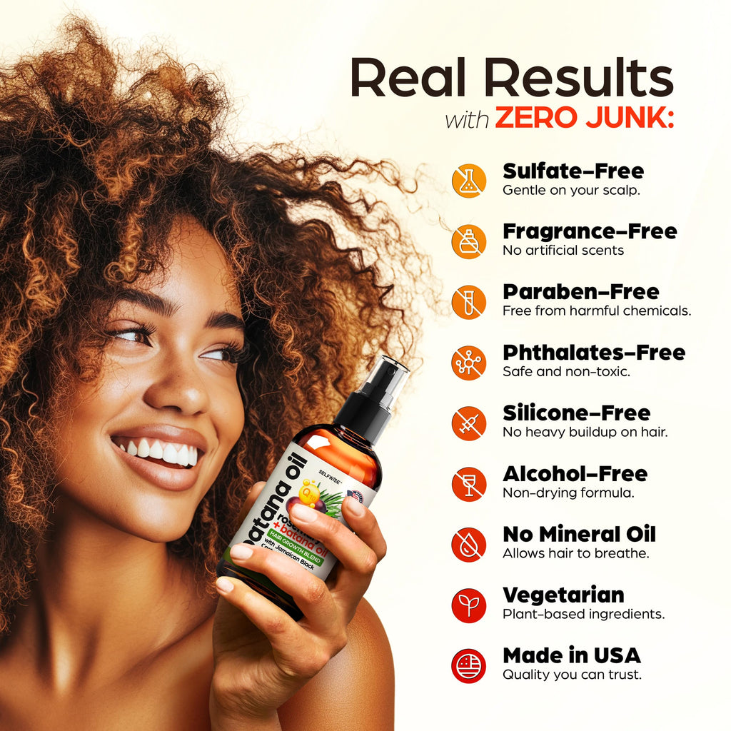 SELFWISE Batana Oil for Hair Growth – Organic Rosemary Castor Blend, 4oz
