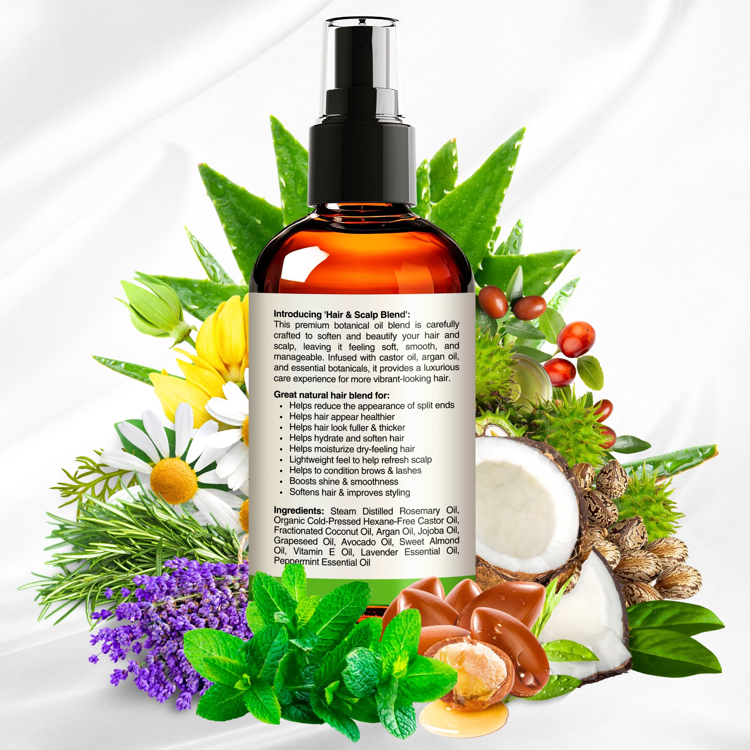 SELFWISE Organic Rosemary Oil for Hair Growth – 10-Oil Blend (Castor, Argan, Coconut, and more) 4oz