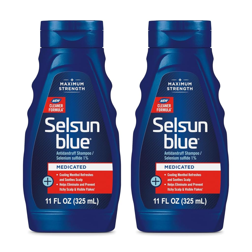 Selsun Blue Medicated Anti-Dandruff Shampoo with Menthol, 2 x 11 oz, Maximum Strength