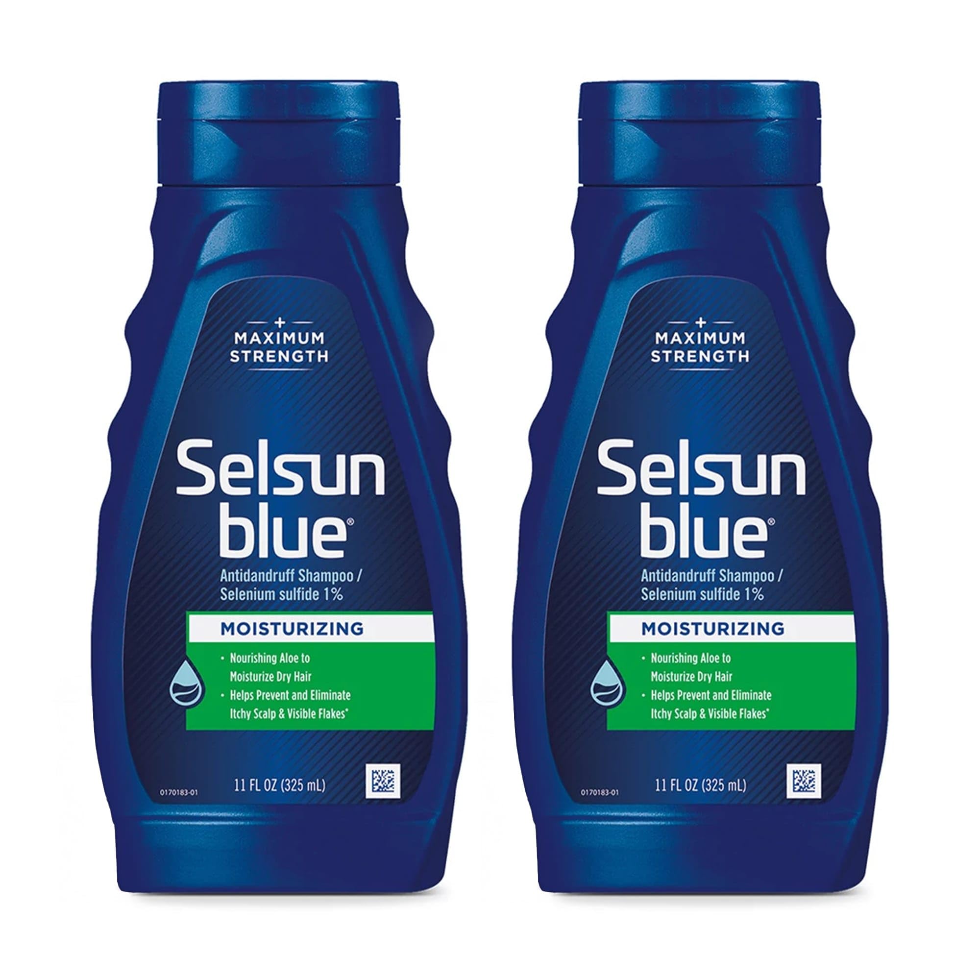 Selsun Blue Moisturizing Anti-Dandruff Shampoo with Aloe, 11 fl oz (Pack of 2) — Selenium Sulfide 1%
