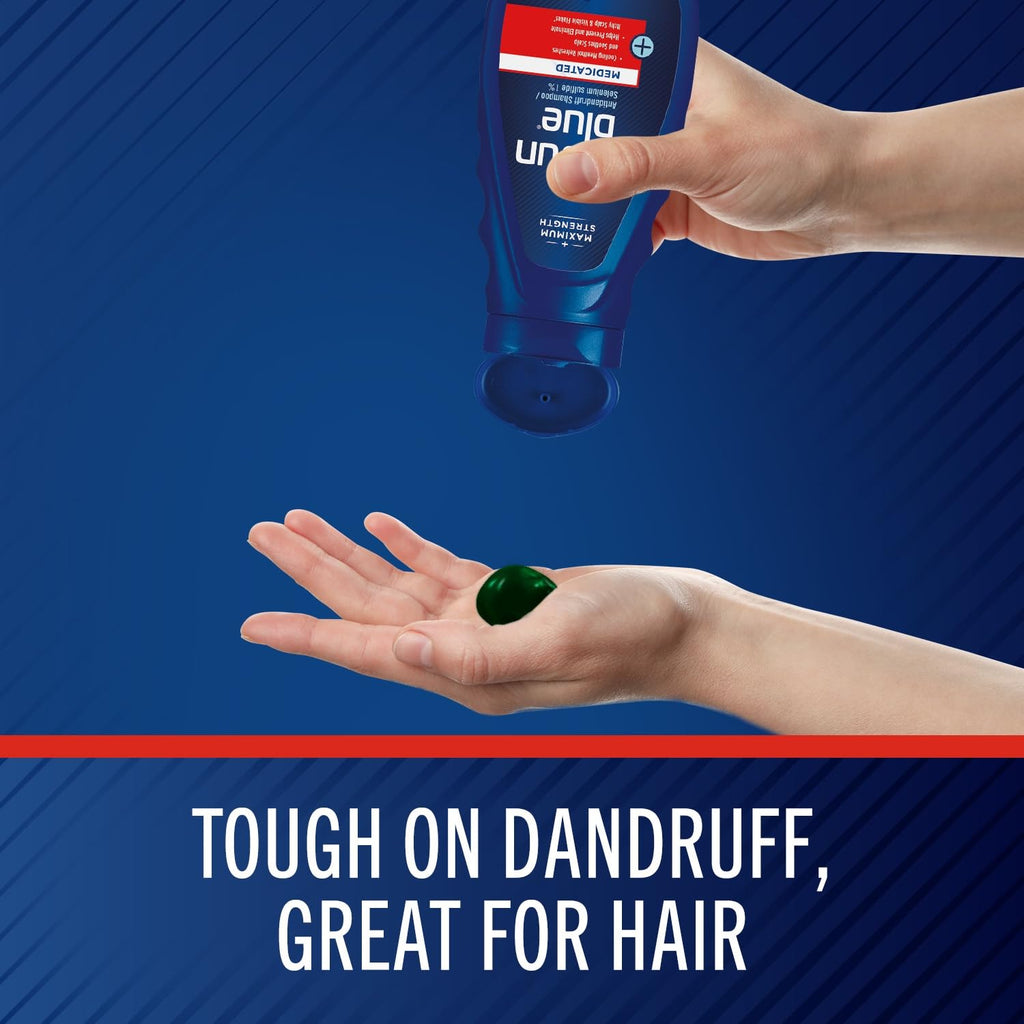Selsun Blue Medicated Anti-Dandruff Shampoo with Menthol, 2 x 11 oz, Maximum Strength