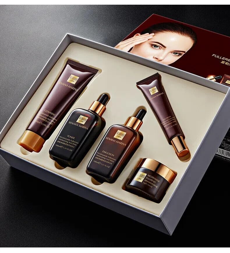 Senana 5Pcs Fullerene Nicotinamide Skincare Set – Hydrating Creams for Moisture & Pore Balance