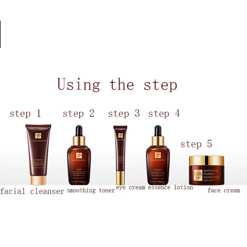 Senana 5Pcs Fullerene Nicotinamide Skincare Set – Hydrating Creams for Moisture & Pore Balance