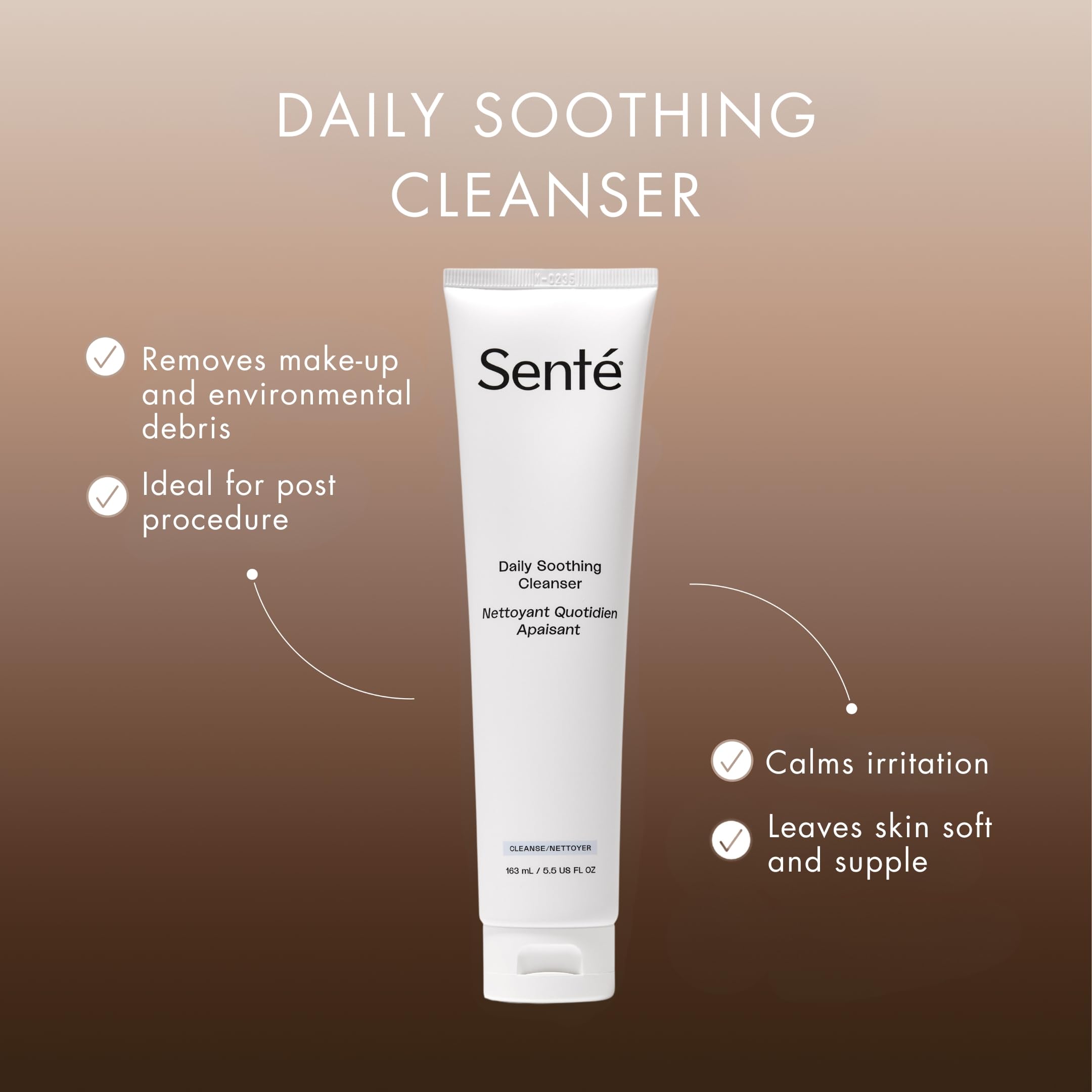 Sente Daily Soothing Facial Cleanser for Dry & Sensitive Skin | Vitamin E | 5.5 Fl Oz