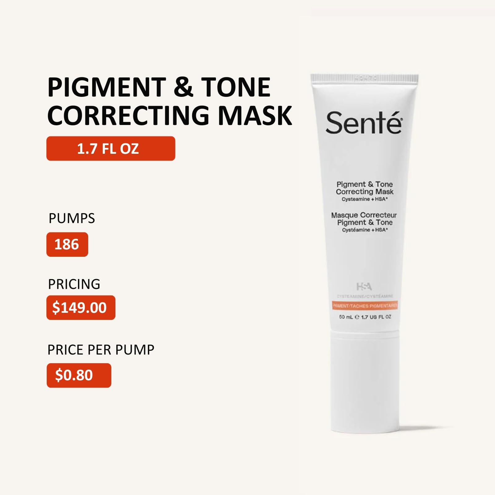 Sente Cysteamine HSA Pigment and Tone Corrector | Dark Spot Reduction & Even Skin Tone | 1.7 Fl Oz