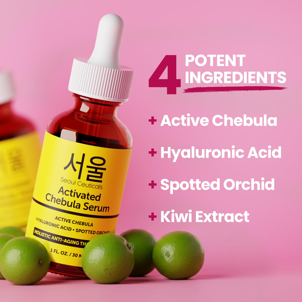 SeoulCeuticals Chebula Active Serum for Face – Hyaluronic Acid + Spotted Orchid, 1oz