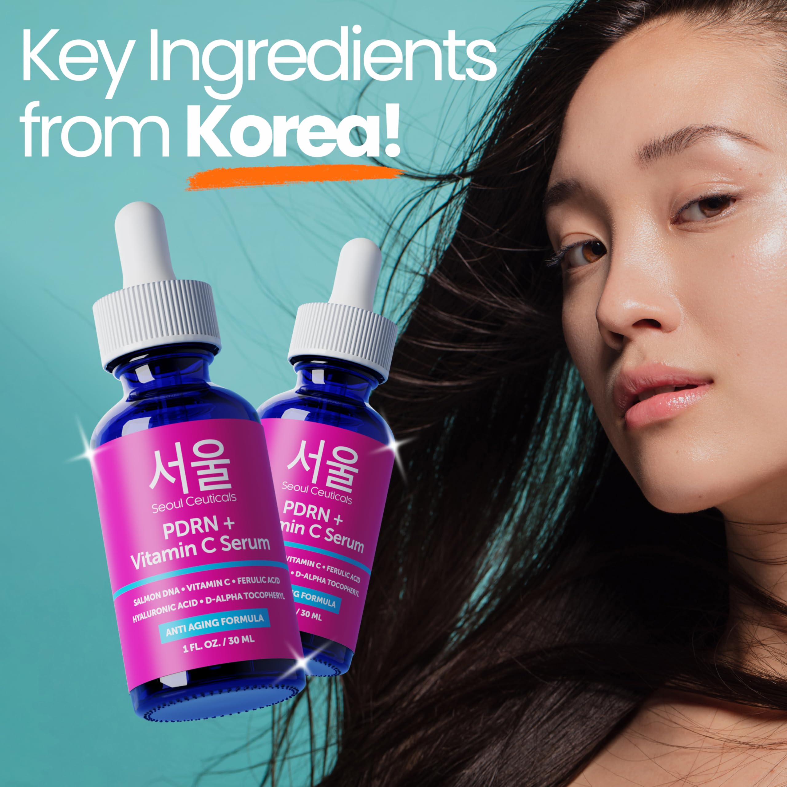SeoulCeuticals PDRN Serum with Salmon DNA + Vitamin C – Korean Skincare Anti-Aging Serum (1 oz)