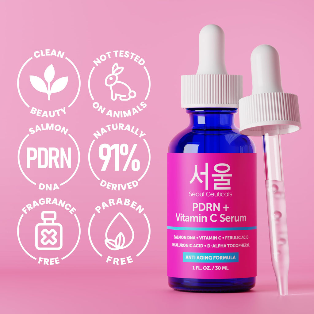 SeoulCeuticals PDRN Serum with Salmon DNA + Vitamin C – Korean Skincare Anti-Aging Serum (1 oz)