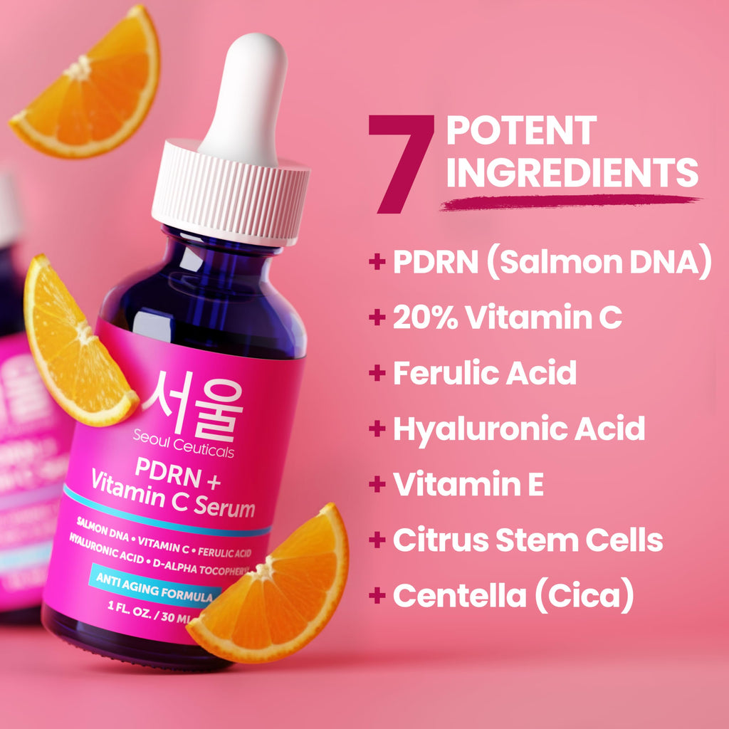 SeoulCeuticals PDRN Serum with Salmon DNA + Vitamin C – Korean Skincare Anti-Aging Serum (1 oz)