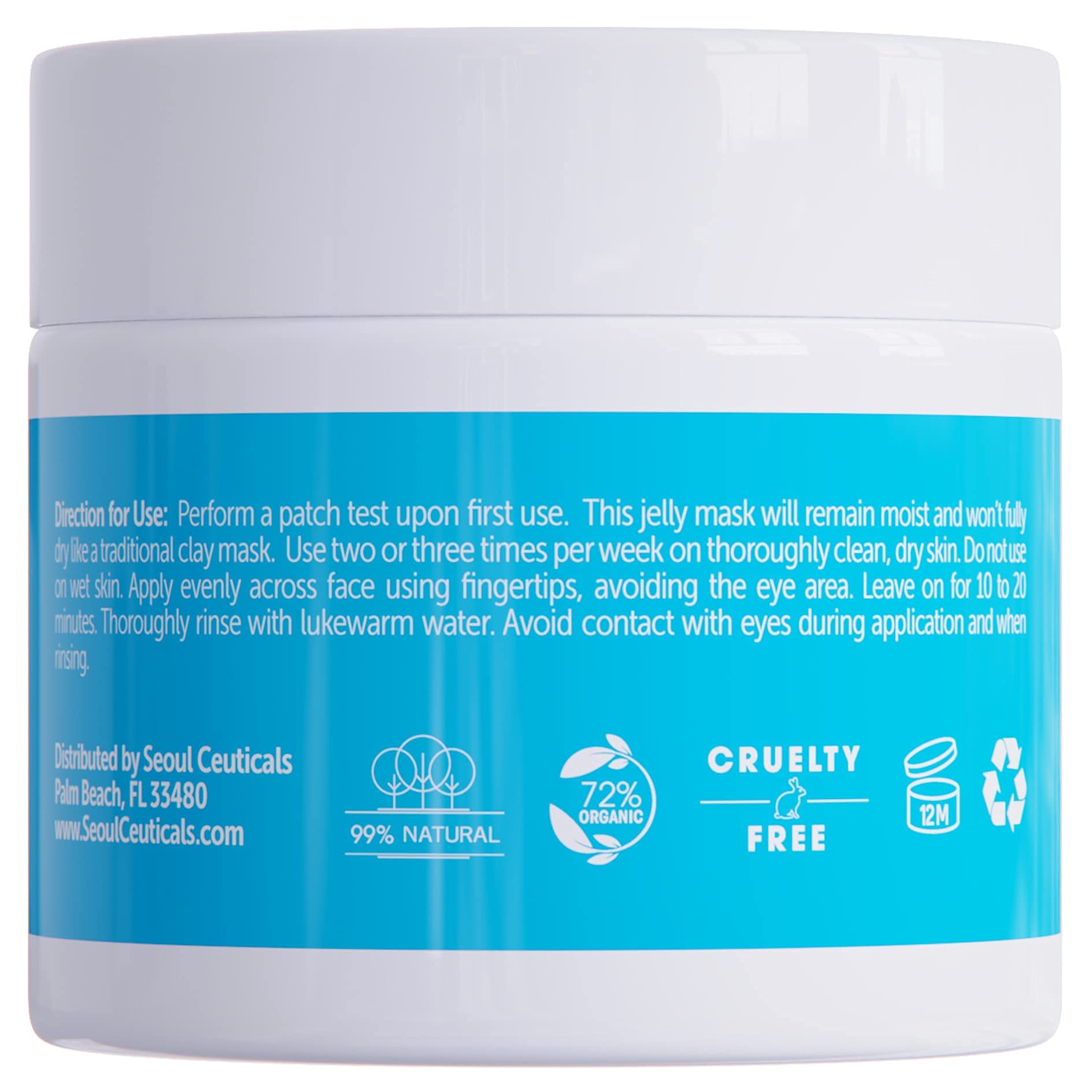 SeoulCeuticals Korean Skin Care Hyaluronic Acid Jelly Mask – Rice Bran, Vitamin B5, Rosehip (2 oz)