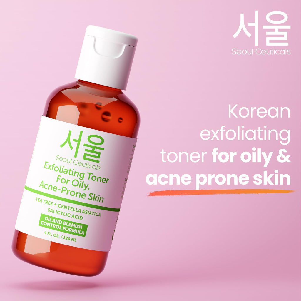 SeoulCeuticals Korean Toner for Oily Acne-Prone Skin – Tea Tree, Centella, Salicylic Acid | 4 fl oz