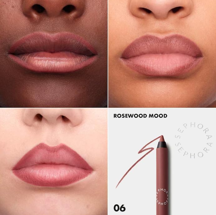 SEPHORA COLLECTION 8HR Longwear Lip Liner 06 Rosewood Mood – Matte Nude, Transfer-Proof
