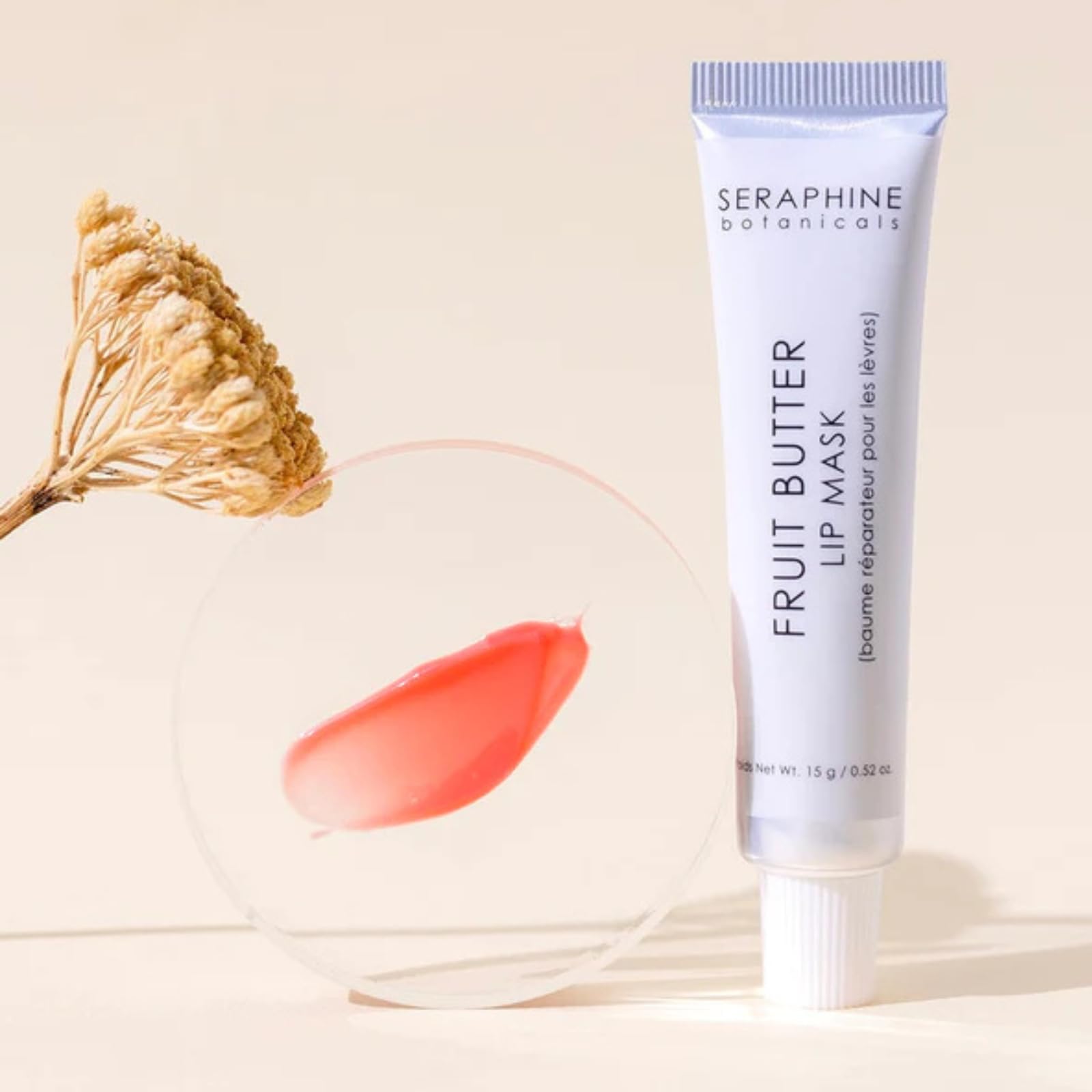 Seraphine Botanicals Fruit Butter Restorative Lip Mask – Just Bitten shade, Vegan & Paraben-Free 0.51 oz