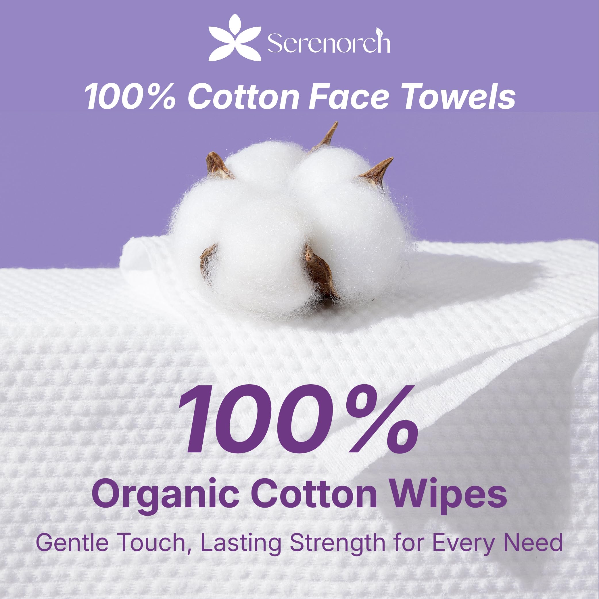 Serenorch 100% Cotton Disposable Face Towels – 120 Count, Dual-Texture, Hanging Pack