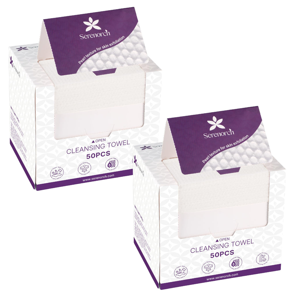 Serenorch XL Disposable Face Towels – Pearl Texture for Deep Cleansing (100 Count)