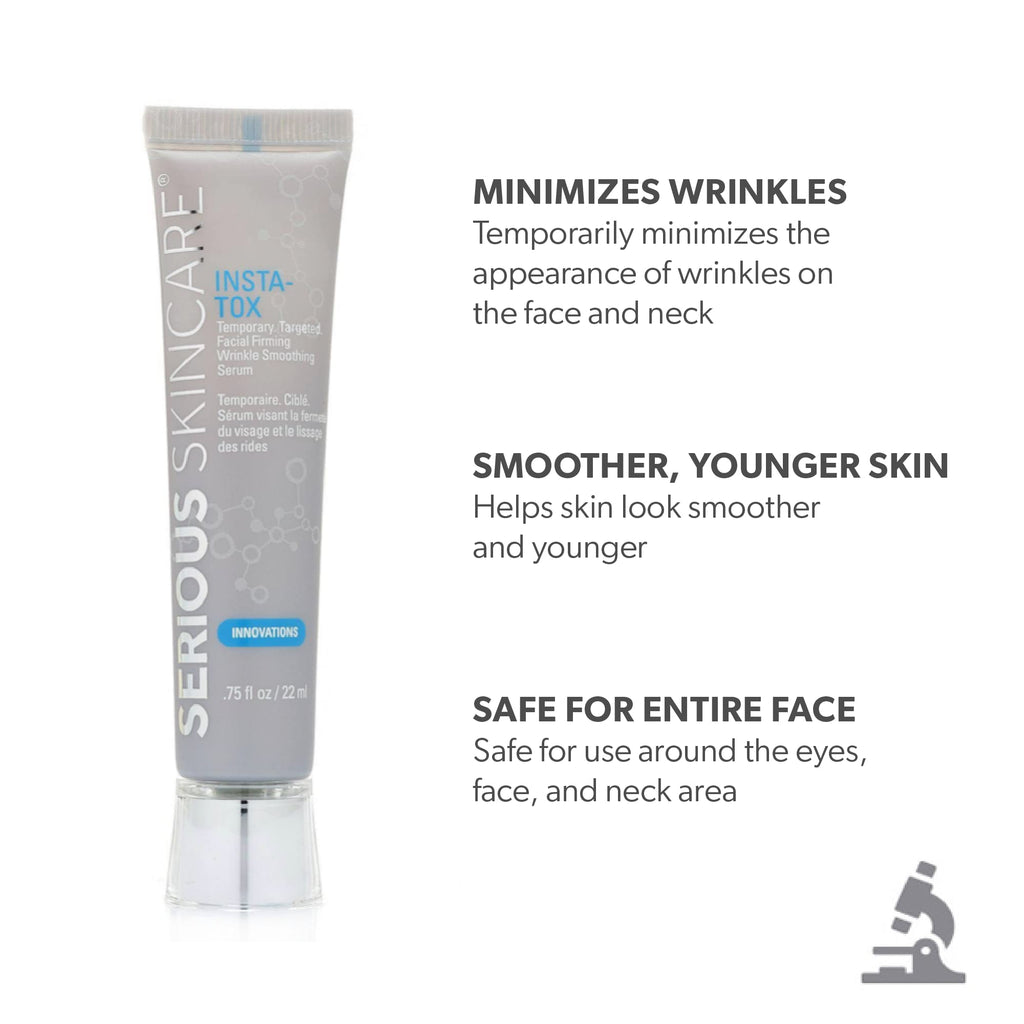 Serious Skincare INSTA-TOX Instant Wrinkle Smoothing Serum Trio – Temporary Tightening, Quick Results, 3 x 0.75 fl oz