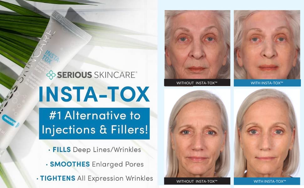 Serious Skincare INSTA-TOX Wrinkle Smoothing Serum .75oz + A Defiance Primer 2oz Duo