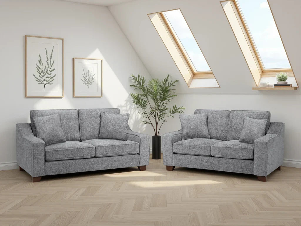 Nebraska Fabric 3+2 Sofa Set: Plush, Removable Cushions, Wooden Feet