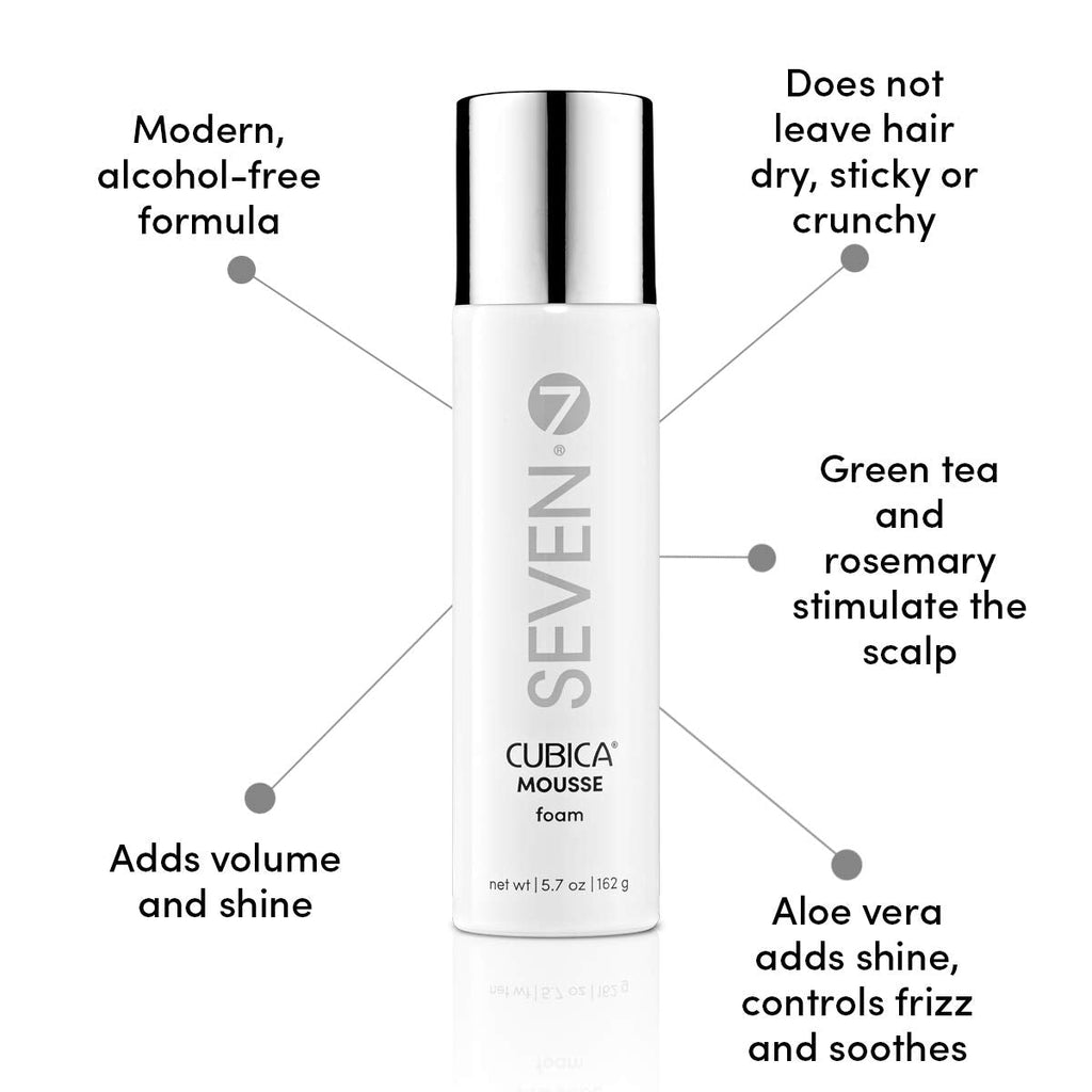 SEVEN Cubica Hair Mousse – Volumizing, Silicone-Free for Curly & Fine Hair | Made in USA