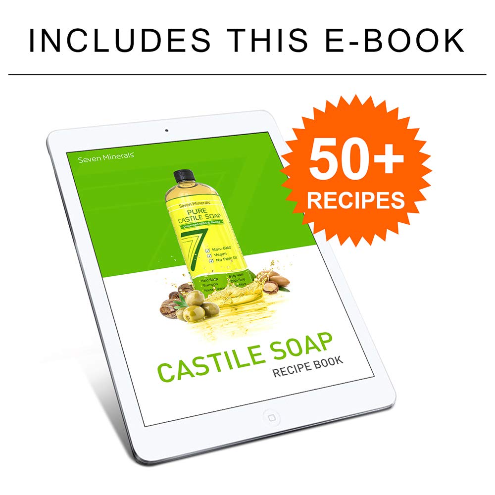Seven Minerals Pure Castile Soap, Sweet Orange 64oz — Palm Oil Free, GMO-Free, Gentle Baby Wash