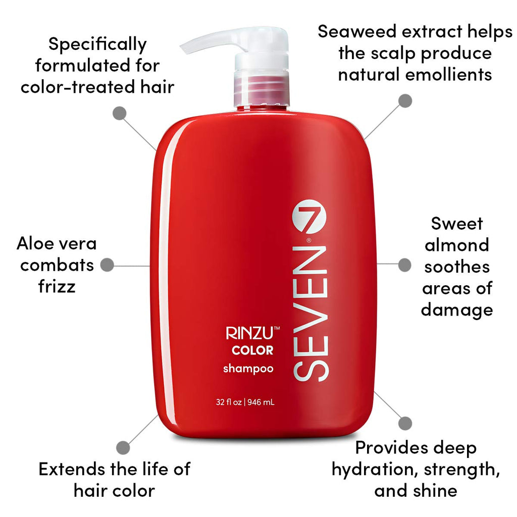 SEVEN Rinzu COLOR Shampoo for Color-Treated Hair – Sulfate Free, Moisturizes & Extends Color Retention | Made in USA | 32 oz