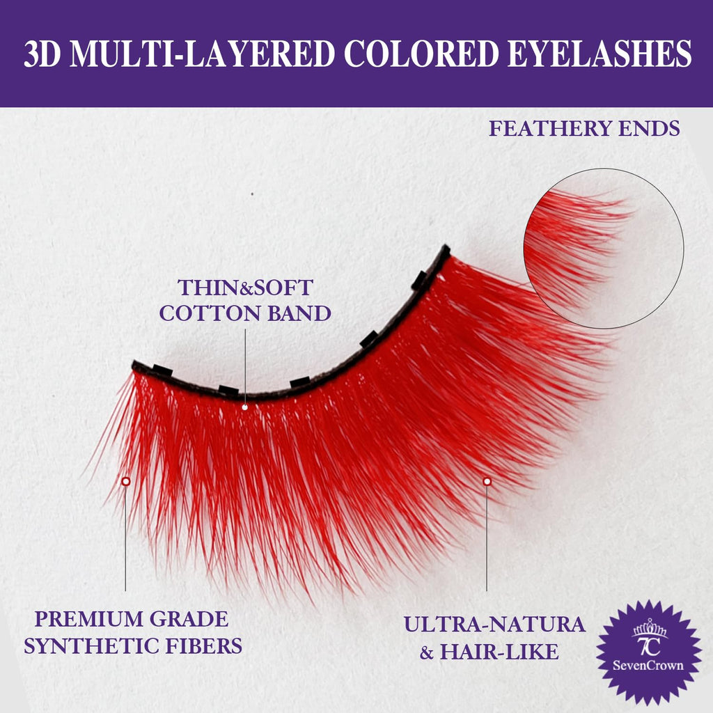 7C SEVENCROWN Color Magnetic Eyelashes – 10 Pairs Cat Eye Lashes with Magnetic Eyeliner (18–23mm) Cruelty-Free